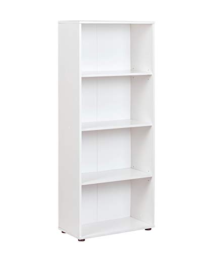 Inter Link - Bücherregal Standregal 4 Fächer Höhenverstellbare Böden Holzregal Wohnzimmer Arbeitszimmer Büro Arco 3 Masse in cm T: 30 x B: 60 x H: 145 Farbe Weiß von Inter Link