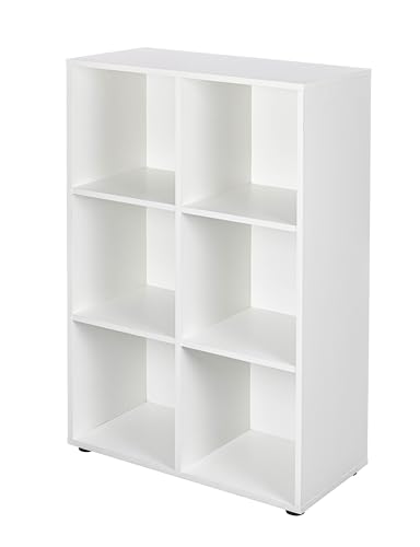 Inter Link - Bücherschrank - Bücherregal - mit 6 Fächern - Standregal - Würfelregal - Wohnzimmer - Arbeitszimmer - Schlafzimmer - Masse in cm T: 33 x B: 70,2 x H: 110 - Nuoro 6 - Weiß von Inter Link