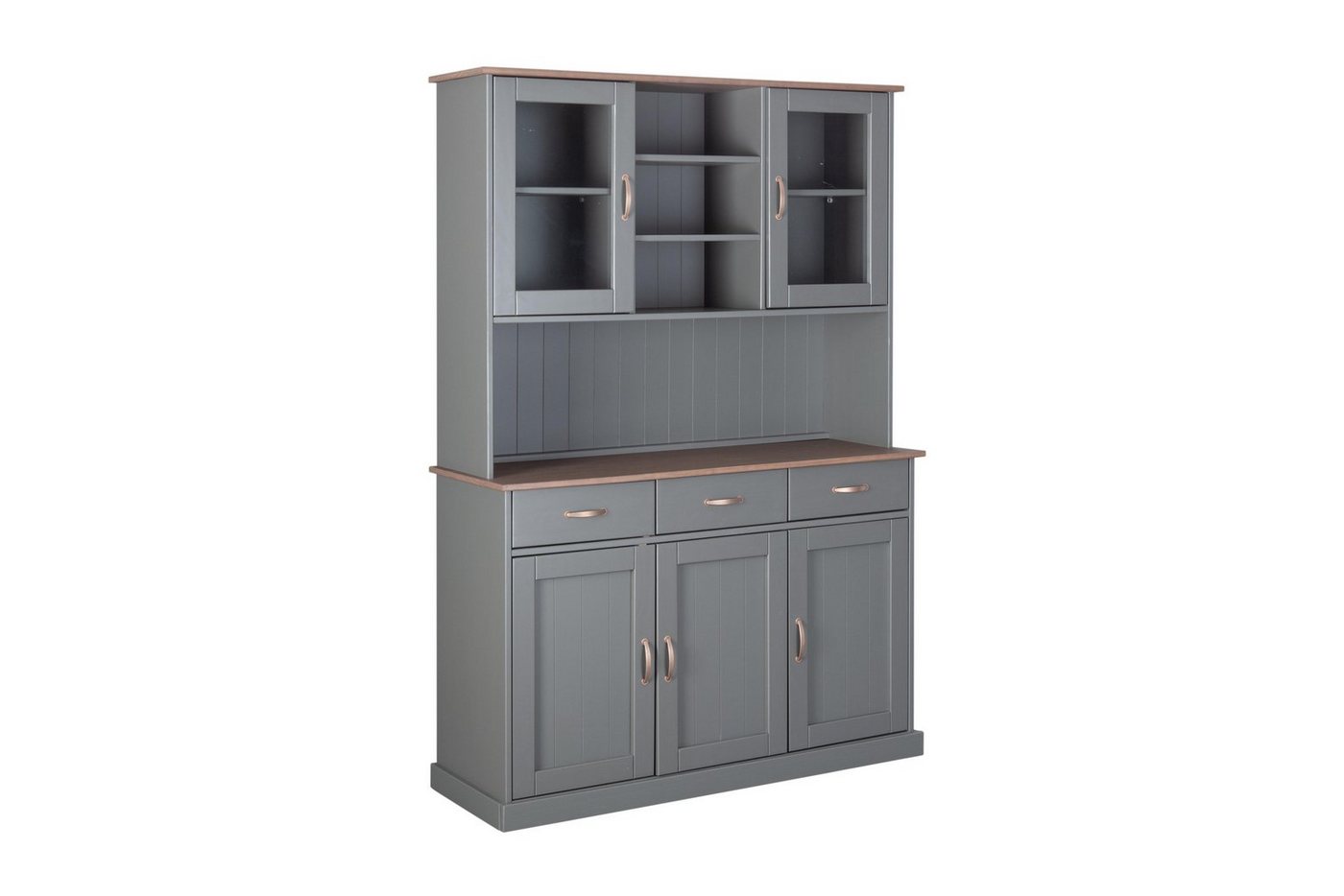 freiraum Buffet Luzerna (BxHxT 131 x 190 x 45 cm) aus Massivholz/MDF in Grau/Sepia-braun mit 3 Schubladen und 5 Türen von freiraum