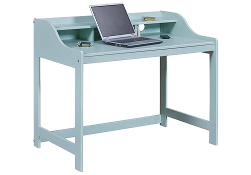 Inter Link - Schreibtisch aus massivem Kiefernholz - Computertisch - Arbeitsplatz -Bürotisch - Robust, Stabil und Zeitlos - Mit Kabelloch - B:110cm x T69cm x H:91cm - Salbei Grün - Conversation Desk von Inter Link