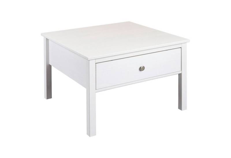 Inter Link Couchtisch CHILLY HOME, Weiß, Kiefernholz massiv, 1 Schublade, B 70 x H 47 x T 70 cm von Inter Link