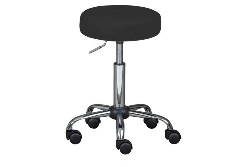 Inter Link Drehhocker ASRA, Chromfarben, Schwarz, Kunstleder, Metall, mit Rollen, Drehbar, Höhenverstellbar, Ø 35 x H 52 cm von Inter Link
