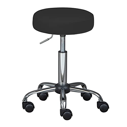 Inter Link – Drehhocker auf Rollen – Höhenverstellbar 50 – 66 cm– Rollhocker – Arbeitshocker – Sitzhocker – Aus Metall und Kunstleder – ASRA – Schwarz von Inter Link