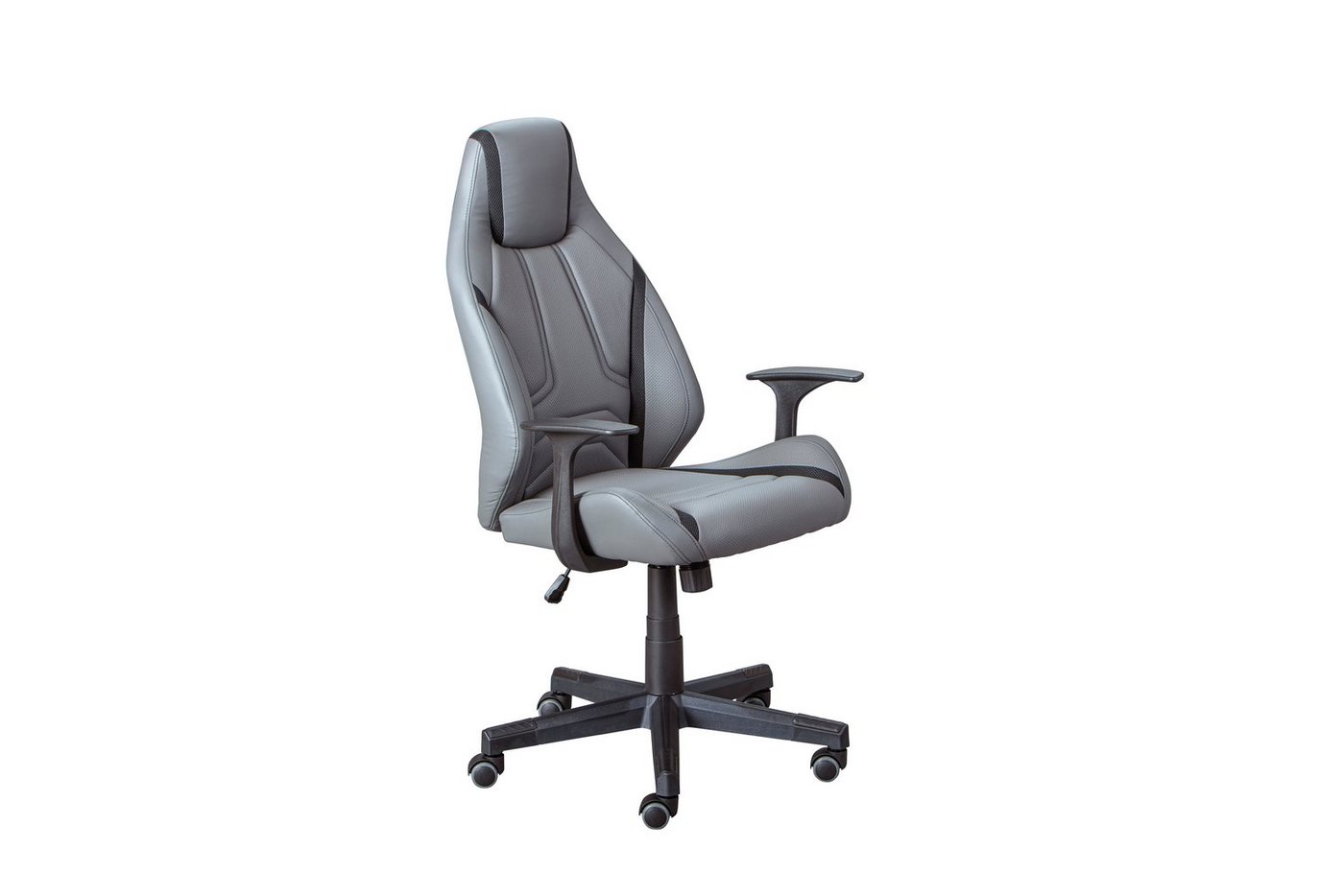 Inter Link Drehstuhl Gaming Chair Lysander Grau Schwarz, ergonomischer Sitzkomfort, Racing-Design, bis 120 kg, mit Hartbodenrollen von Inter Link