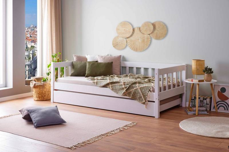 Inter Link Einzelbett Sintro, Massivholzbett im Landhausstil, Sofabett, Tagesbett mit Lattenrost von Inter Link