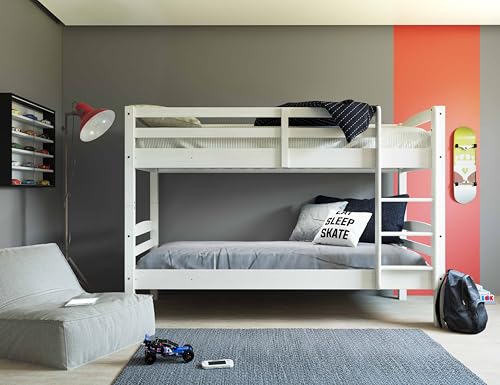 Inter Link – Etagenbett – Hochbett – Jugendbett - Rausfallschutz – Stockbett – Kinderbett – Mit 2 Lattenroste – Kiefer massivholz – Rick - Weiß lackiert – 90x190 cm Inter Link – Etagenbett – Hochbett – Jugendbett - Rausfallschutz – Stockbett – Kinderbett – Mit 2 Lattenroste – Kiefer massivholz – Rick - Weiß lackiert – 90x190 cm von Inter Link