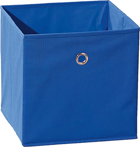 Inter Link – Faltbare Aufbewahrungsbox – Klappbarer Objekthalter – Stoff Faltbox – Aufbewahrungsbox für Raumteiler oder Regale – 32 x 32 x 32 cm – Mit Fingerloch – Winny – Blau von Inter Link