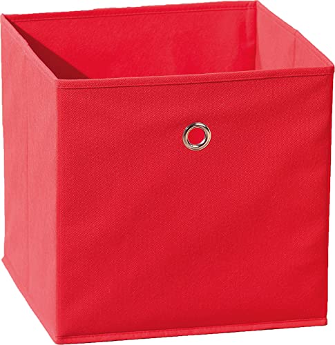 Inter Link – Faltbare Aufbewahrungsbox – Klappbarer Objekthalter – Stoff Faltbox – Aufbewahrungsbox für Raumteiler oder Regale – 32 x 32 x 32 cm – Mit Fingerloch – Winny – Rot von Inter Link