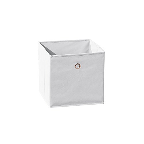 Inter Link – Faltbare Aufbewahrungsbox – Klappbarer Objekthalter – Stoff Faltbox – Aufbewahrungsbox für Raumteiler oder Regale – 32 x 32 x 32 cm – Mit Fingerloch – Winny - Weiß von Inter Link