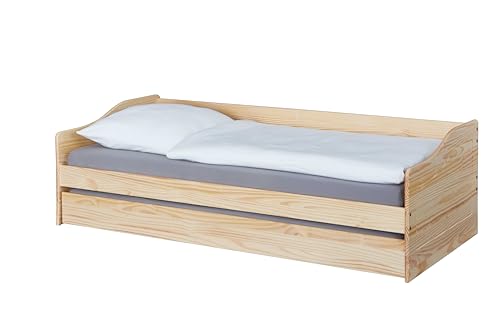 Inter Link- Funktionsbett - Kinderbett - Einzelbett - Sofabett - mit Stauraum - Bettschublade - mit Schublade - inklusive Lattenrost - Kiefer Massivholz - Natur - Leonie 23-90 x 200 cm von Inter Link