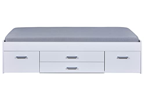 Inter Link - Funktionsbett - Stauraumbett - Bett mit Schubladen und Nachttisch - Farbe weiß lackiert - Für Erwachsene, Kinder, Jugendliche - Einzelbett- Ranya Bett 90 x 200 cm Inter Link - Funktionsbett - Stauraumbett - Bett mit Schubladen und Nachttisch - Farbe weiß lackiert - Für Erwachsene, Kinder, Jugendliche - Einzelbett- Ranya Bett 90 x 200 cm von Inter Link