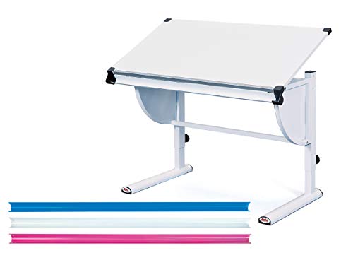 Inter Link - Höhenverstellbarer - Kinderschreibtisch - Schülerschreibtisch - Jugendschreibtisch - Schreibtisch mit kippbarer Ablage - Weiß - 3 Farbdetails - Milo Inter Link - Höhenverstellbarer - Kinderschreibtisch - Schülerschreibtisch - Jugendschreibtisch - Schreibtisch mit kippbarer Ablage - Weiß - 3 Farbdetails - Milo von Inter Link