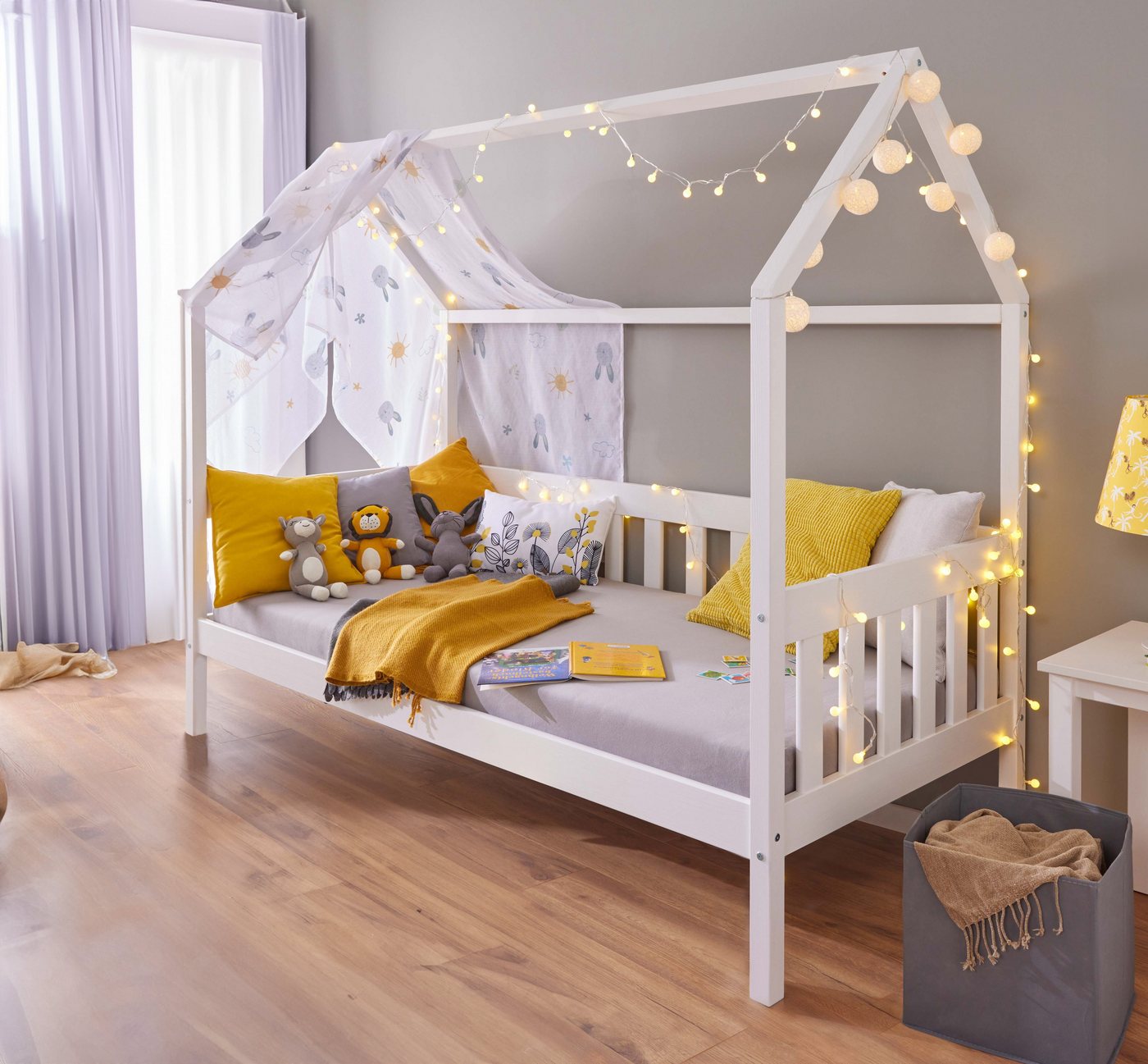 Inter Link Kinderbett Funky Hausbett (Lieferung ohne Matratze), aus Massivholz, in weiß lackiert, modernes Hausbett, ideal zum dekorieren von Inter Link