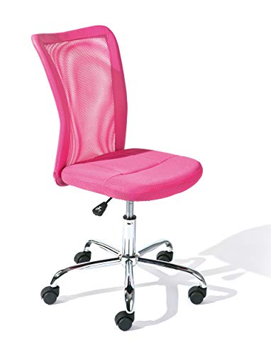 Inter Link - Kinderschreibtischstuhl - Ergonomischer Drehsessel - Höhenverstellbar - Verchromter Metallfuß- Atmungsaktiver Mesh-Gewebebezug - 360° drehbar - Pink - Bonnie von Inter Link