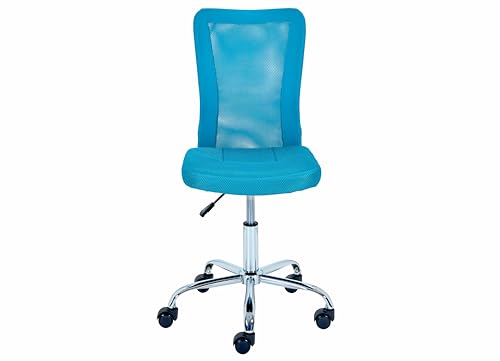 Inter Link - Kinderschreibtischstuhl - Ergonomischer Drehsessel - Höhenverstellbar - Verchromter Metallfuß- Atmungsaktiver Mesh-Gewebebezug - 360° drehbar - Türkis - Bonnie von Inter Link