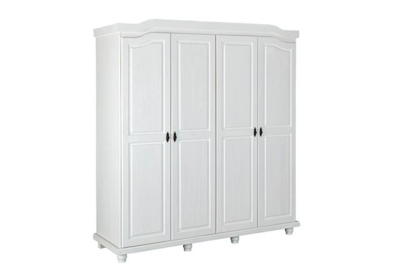 Inter Link Kleiderschrank aus Massivholz in weiß mit 4 Türen und 2 Einlegeböden (B/H/T 197 x 198 x 60 cm) von Inter Link