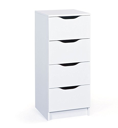 Inter Link – Kommode – 4 Schubladen – Schubladenschrank – Beistellschrank – Sideboard – Melaminbeschichtet – Weiß – Schubladen mit Griffmulden – Westphalen 4 von Inter Link