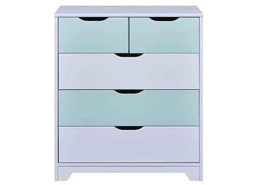 Inter Link – Kommode – 5 Schubladen – Schubladenschrank – Beistellschrank – Sideboard – Hellgrau – Salvei – Massivholz – Prati von Inter Link