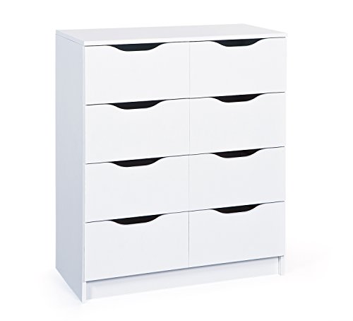 Inter Link – Kommode – 8 Schubladen – Schubladenschrank – Beistellschrank – Sideboard – Melaminbeschichtet – Weiß – Schubladen mit Griffmulden – Westphalen 8H von Inter Link