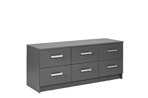 Inter Link - Kommode - Dielenschrank - Modernes Sideboard - Beistellschrank - 6 Schubladen - Grau - Elenzio 6S von Inter Link