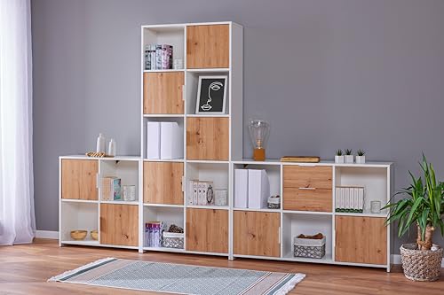 Inter Link - Kommode mit 2 Türen - Sideboard - Standregal - Für Schlafzimmer, Wohnzimmer, Badezimmer - Eiche Artisan - Weiß - Holzwerkstoff - Robust - Pflegeleicht - Pepeto 2TW von Inter Link