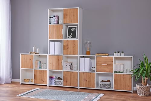 Kommode mit 2 Türen | Sideboard | Standregal |Für Schlafzimmer, Wohnzimmer, Badezimmer | Eiche Artisan - Weiß | Holzwerkstoff | Robust | Pflegeleicht | Pepeto 2TW von Inter Link