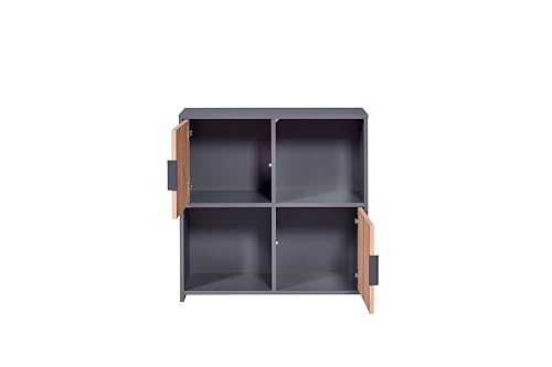 Inter Link - Kommode mit 2 Türen - Sideboard - Standregal -Für Schlafzimmer, Wohnzimmerr - Eiche Artisan - Anthrazit - Holzwerkstoff - Robust - Pflegeleicht - Pepeto 2T von Inter Link