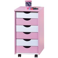 Kommode mit 6 Schubladen aus weiß und rosa lackiertem mdf von Inter Link