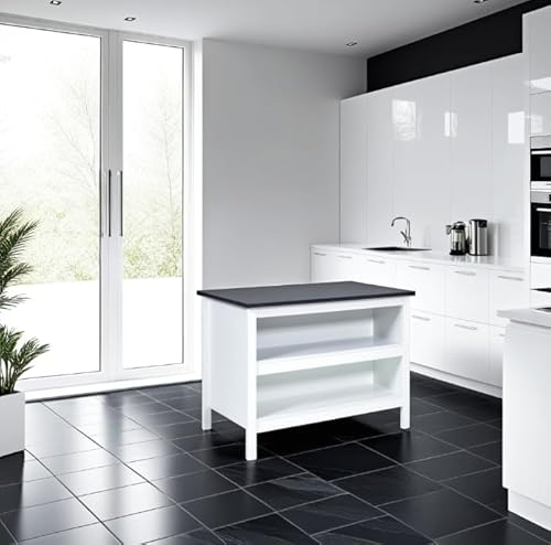 Inter Link - Kücheninsel - Mittelinsel - Arbeitsplatte - Küchenschrank mit Regalen - Melaminbeschichtet - Länge 124cm - Höhe 82 cm - Tiefe 75 cm - Belisa - Weiß/Fresco Anthrazit Inter Link - Kücheninsel - Mittelinsel - Arbeitsplatte - Küchenschrank mit Regalen - Melaminbeschichtet - Länge 124cm - Höhe 82 cm - Tiefe 75 cm - Belisa - Weiß/Fresco Anthrazit von Inter Link