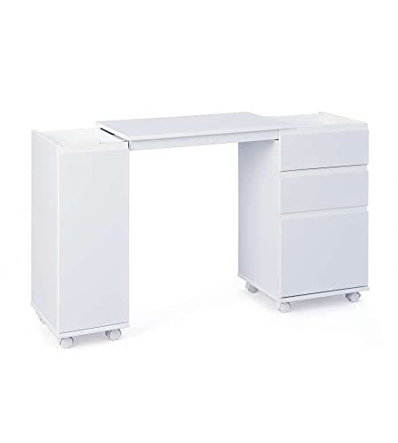 Inter Link - Schreibtisch - Ausziehbarer Schreibtisch - Funktionsschreibtisch - Ausziehbarer Schrank - Weiß Lackiert - Laptop Office, 36D x 72W x 66H cm von Inter Link