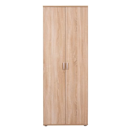 Inter Link – Mehrzweckschrank – Besenschrank – Putzschrank - Allzweckschrank – Haushaltsschrank – 2 Türen – 3 Böden – Breite:70cm - Tiefe:34cm - Höhe:190cm – Gallo HHS – Sonoma Eiche von Inter Link