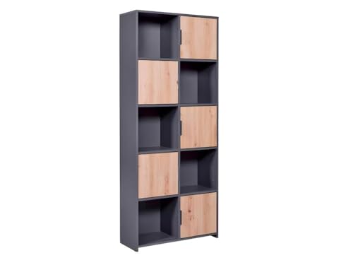 Inter Link - Kommode mit 5 Türen - Sideboard - Standregal - Für Schlafzimmer, Wohnzimmer- Eiche Artisan - Anthrazit - Holzwerkstoff - Robust - Pflegeleicht - Pepeto 5T von Inter Link
