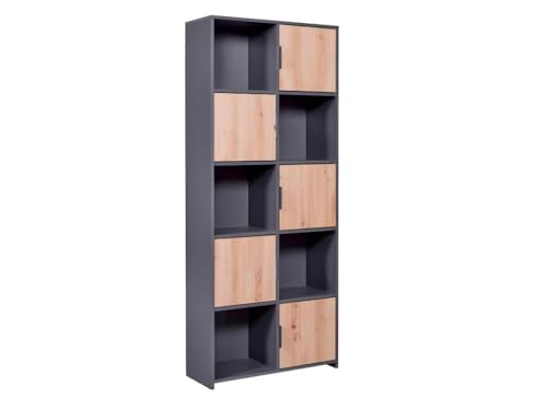 Inter Link - Kommode mit 5 Türen | Sideboard | Standregal | Für Schlafzimmer, Wohnzimmer| Eiche Artisan - Anthrazit | Holzwerkstoff | Robust | Pflegeleicht | Pepeto 5T von Inter Link