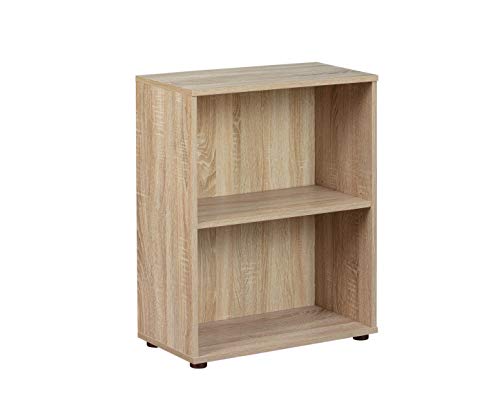 Inter Link - Bücherregal - Standregal - 2 Fächer - Höhenverstellbare Böden - Holzregal - Wohnzimmer - Arbeitszimmer - Parini 1 - Eichenfinisch, Sonoma Eiche Nachbildung von Inter Link