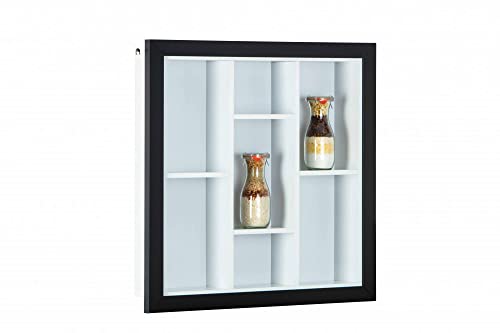 Inter Link - Setzkasten - Sammlerkasten - Vitrine - Sammlervitrine - Vitrine ohne Glas - Wandregal - 7 Fächer - Kollektor - Septem - MDF Schwarz/Weiß - 66,5 x 13,7 x 66,5 cm von Inter Link