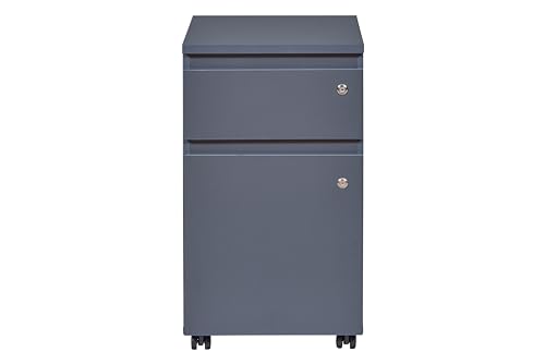 Inter Link – Rollcontainer mit Einer Schublade und Einer Tür - Bürocontainer Standcontainer - Abschließbar - Melanimbeschichtet - Maßen in cm : B 44 x T 52 x H 77 - Farbe Anthrazit - File Guard von Inter Link