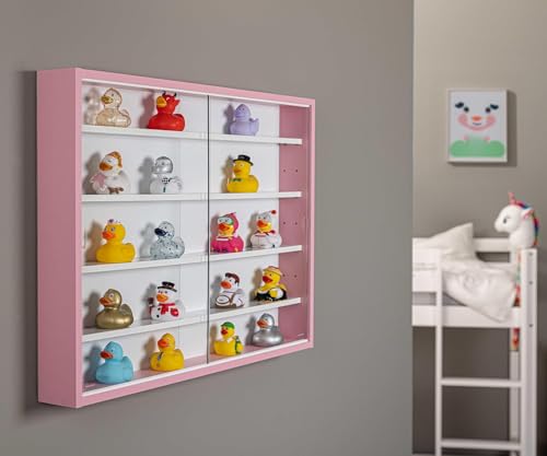 Inter Link - Sammlervitrine - Hängevitrine - Wandregal - Glasvitrine - Wandvitrine - Hängeregal - Schaukasten - MDF - Pink (80x60x9.5 cm) Pinkruby von Inter Link