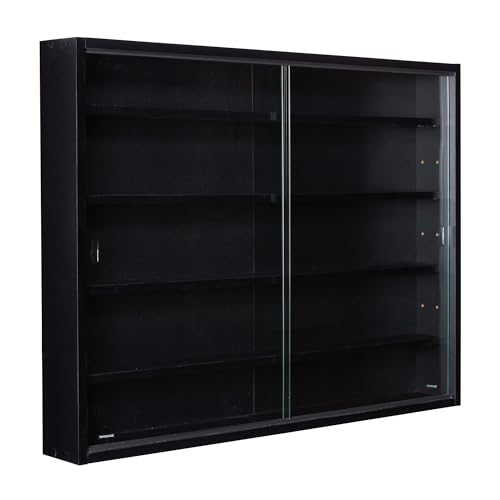 Inter Link - Sammlervitrine - Hängevitrine - Wandregal - Glasvitrine - Wandvitrine - Hängeregal - Schaukasten - MDF - Schwarz (80x60x9.5 cm) Blacklava von Inter Link