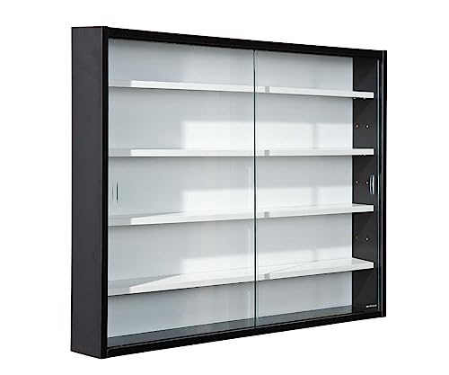 Inter Link - Sammlervitrine - Hängevitrine - Wandregal - Glasvitrine - Wandvitrine - Hängeregal - Schaukasten - MDF - Schwarz/Weiß (80x60x9.5 cm) Collecty Schwarz von Inter Link