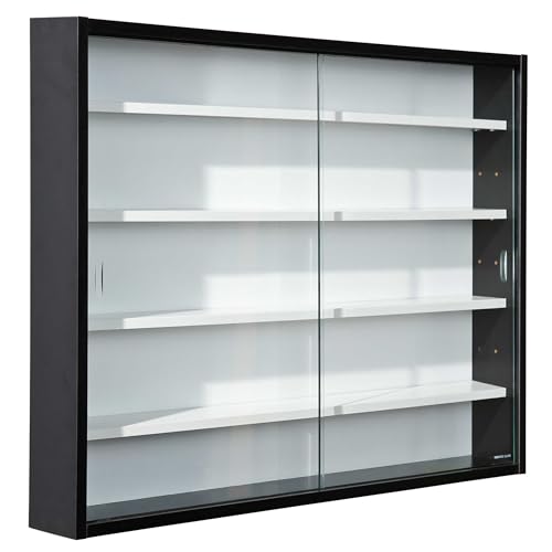 Inter Link - Sammlervitrine - Hängevitrine - Wandregal - Glasvitrine - Wandvitrine - Hängeregal - Schaukasten - MDF - Schwarz/Weiß (80x60x9.5 cm) Collecty Schwarz von Inter Link