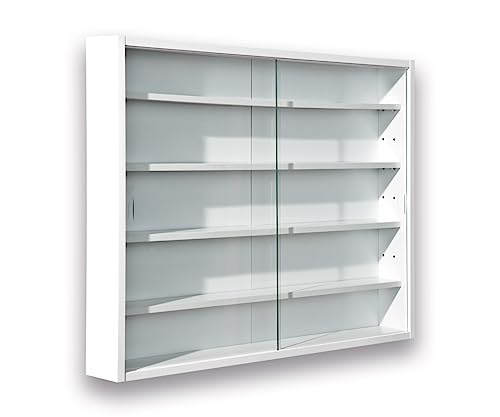 Inter Link - Sammlervitrine - Hängevitrine - Wandregal - Glasvitrine - Wandvitrine - Hängeregal - Schaukasten - MDF - Weiß (80x60x9.5 cm) Compilati von Inter Link