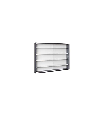 Inter Link - Sammlervitrine - Hängevitrine - Wandregal - Glasvitrine - Wandvitrine - Hängeregal - Schaukasten - MDF - Grau/Weiß (80x60x9.5 cm) Collecty Grau von Inter Link