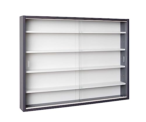 Inter Link - Sammlervitrine - Hängevitrine - Wandregal - Glasvitrine - Wandvitrine - Hängeregal - Schaukasten - MDF - Grau/Weiß (80x60x9.5 cm) Collecty Grau von Inter Link