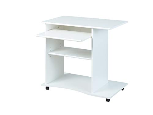 Inter Link – Schreibtisch – Laptoptisch – Computertisch - Auf Rollen – Ausziehbare Schublade – Mini Bürotisch – Laminatbeschichtet – 80 x 50 x 75cm - Weiß – Pepe von Inter Link