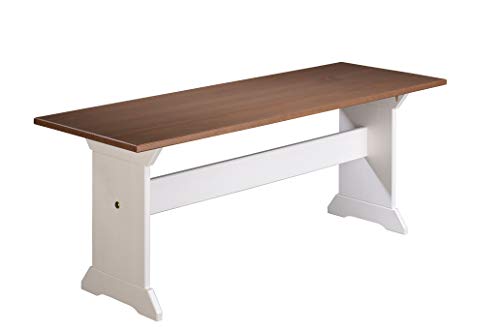 Inter Link Sitzbank Holz Bank Kiefer Massivholz Weiss Sepia braun lackiert, 110 x 45 x 37 cm von Inter Link