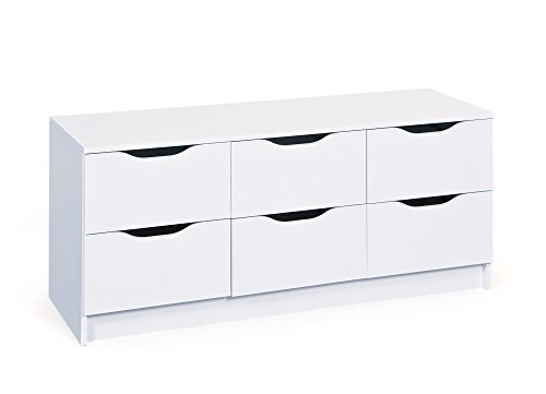 Inter Link – Kommode – 6 Schubladen – Schubladenschrank – Beistellschrank – Sideboard – Melaminbeschichtet – Weiß – Schubladen mit Griffmulden – Westphalen 6 von Inter Link