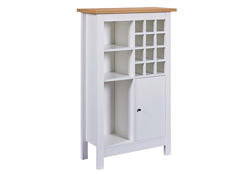 Inter Link - Weinschrank - Flachenschrank - Küchenschrank - Buffetschrank - für 12 Flaschen - 3 offene Regale - 1 Tür -Julina - Artisan Eiche - weiß von Inter Link