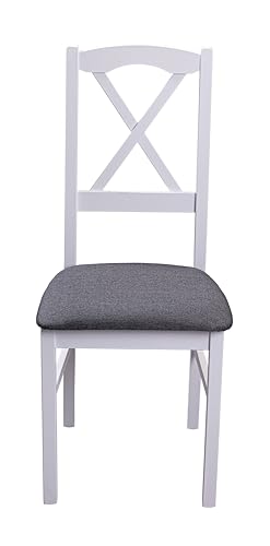 Inter Link - robuster Esszimmerstuhl - Landhausstil - 2er Set - Buche Massivholz - Weiß - Anthrazit von Inter Link