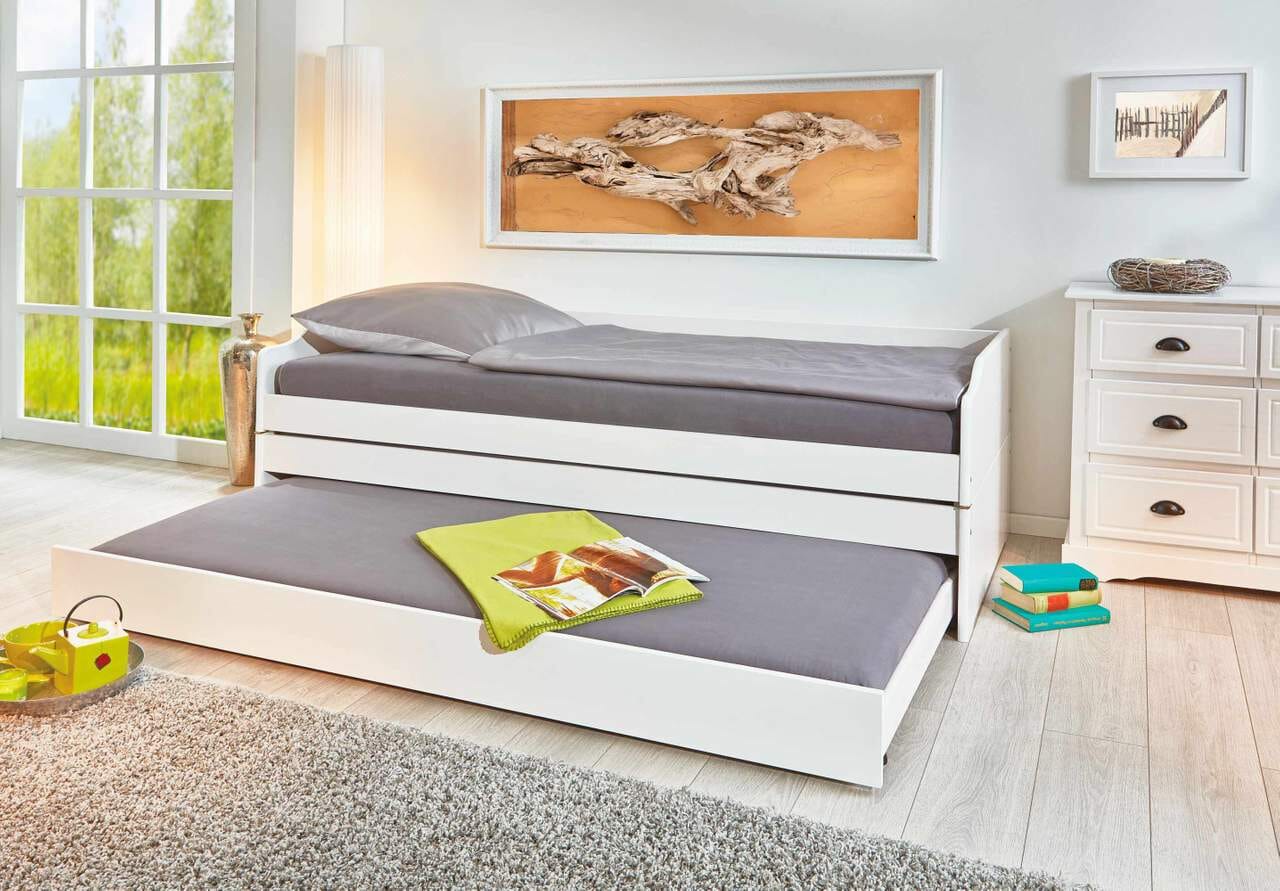 Kinderbett Jugendbett LOTAR Kiefer weiß lackiert mit Klappfunktion Kinderbett Jugendbett LOTAR Kiefer weiß lackiert mit Klappfunktion von Inter Link