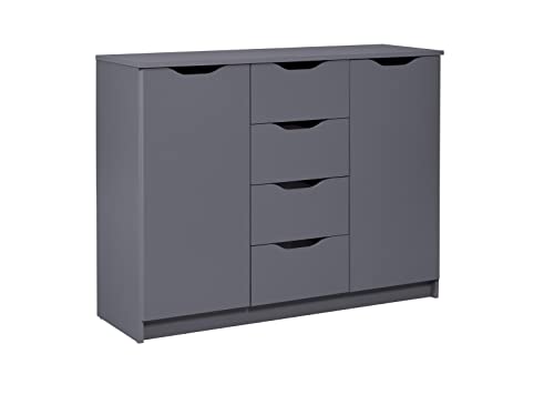 Inter Link - Kommode mit Schubladen - Sideboard - Schubladenschrank - Für Schlafzimmer, Wohnzimmer, Badezimmer - Grau - Bietet viel Stauraum - Holzwerkstoff - Robust - Pflegeleicht - Silenzia 2T4S von Inter Link